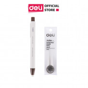 Tẩy chì 2B dạng bút bấm Deli - có bán lõi thay - Thân màu trắng nâu - EH01800/EH01912