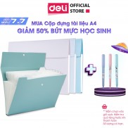 Cặp đựng tài liệu A4 Deli - 8 ngăn phân trang  - file lưu trữ tài liệu - linfini - Xanh Dương / Trắng - 72456