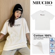 Áo phông nữ form rộng tay lỡ unisex, áo thun nữ form rộng tay lỡ unisex cotton AT084 Miucho in logo