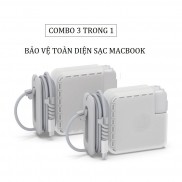 Ốp bọc bảo vệ sạc Macbook đa năng 3 trong 1 kèm bộ cuốn bảo vệ chống đứt gãy đầu dây sạc