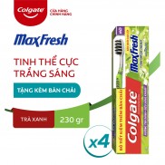 Bộ 4 Kem đánh răng Colgate Maxfresh hương trà xanh 230g/hộp tặng bàn chải đánh răng Colgate mềm mảnh trong mỗi hộp