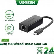 Bộ chuyển đổi USB Type C san LAN 10/100 Mbps Ethernet - dài 40CM - UGREEN 30287 (màu đen)