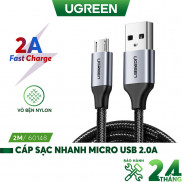 Cáp sạc nhanh Micro USB 2.0A Ugreen US290 độ dài từ 0.25m đến 2m, vỏ sợi bện siêu bền - Hàng phân phối chính hãng