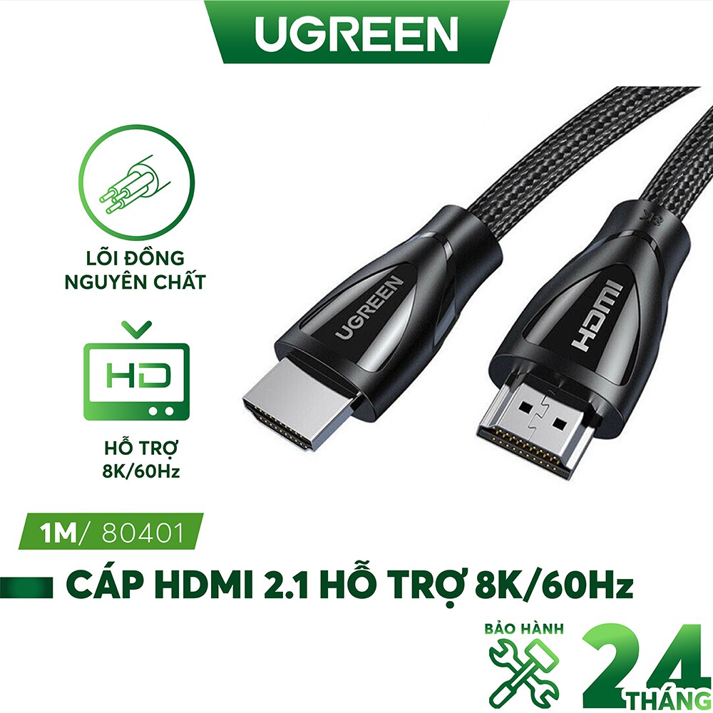 Cáp HDMI 2.1 hỗ trợ 8K/60Hz dài 1-3m UGREEN HD140 - Hàng phân phối chính hãng - Bảo hành 18 tháng