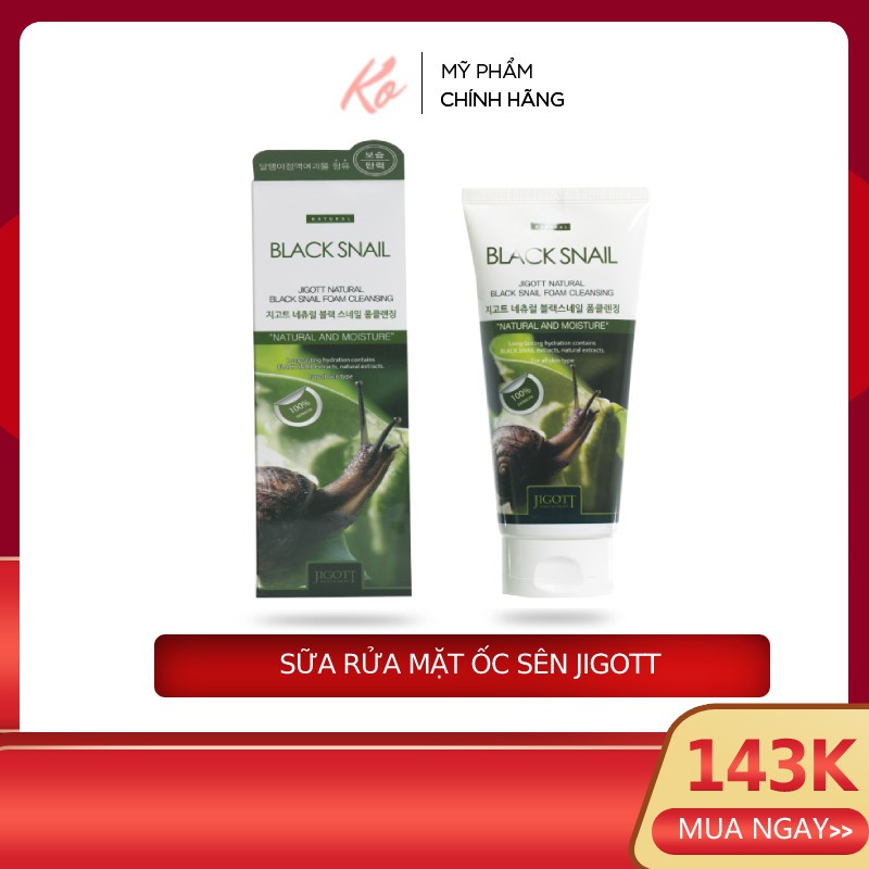Sữa Rửa Mặt Làm Sạch Sâu Ốc Sên Jigott Natural Black Snail 180ml