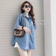  Áo sơ mi bò trơn fom thụng