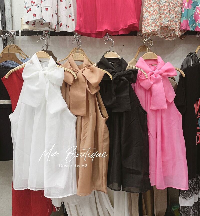  Áo tơ cổ nơ yếm xuông xinh xắn