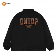 Áo khoác dù Local brand nam form rộng màu đen, cổ bẻ ONTOP Magma Symbol