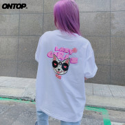 Áo thun tay lỡ form rộng nữ màu trắng ONTOP - Lazy Girl