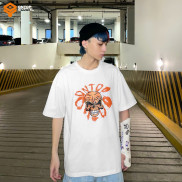 Áo thun tay lỡ form rộng nam nữ màu trắng ONTOP - Orange Blood