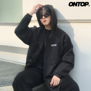 Áo khoác dù nam nữ 2 lớp màu đen, có nón ONTOP - Signa