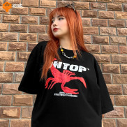 Áo thun local brand chính hãng ONTOP form rộng tay lỡ màu đen - Serket