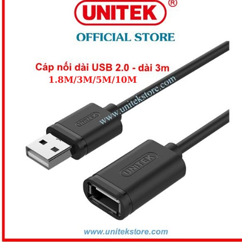 Cáp USB Nối Dài UNITEK 1M8 - 3M 5M - 10M Chính Hãng 100%, Full Box- Bảo Hành 12 Tháng - 1 Đổi 1