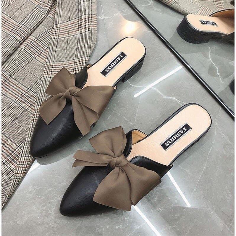 FREE SHIP Dép nữ đế bệt thắt nơ sang chảnh