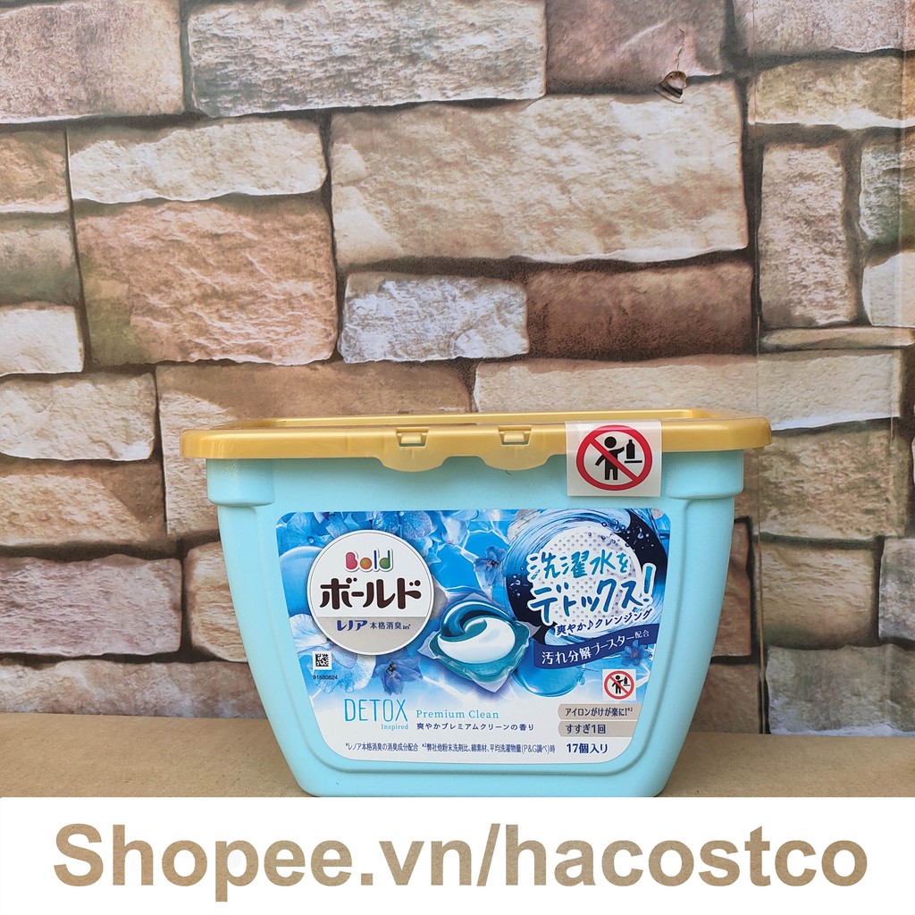 Viên Giặt Nhật Gelball Bold 3D 17 Viên - Màu Hồng , Xanh Detox Inspired Premium Clean