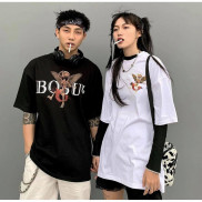 Áo thun bobui Xương thiên thần logo Nam nữ cotton full tag