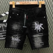 Quần short jean nam màu đen thêu logo chất bò - quần short jean ngắn nam co giãn thời trang cao cấp Tp_shop_87 ms209