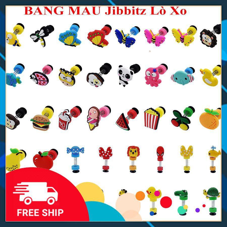 Lò xo Jitbitz sticker 2D đủ loại khác nhau gắn dép Sục, dép cá sấu, phụ kiện gắn giày dép