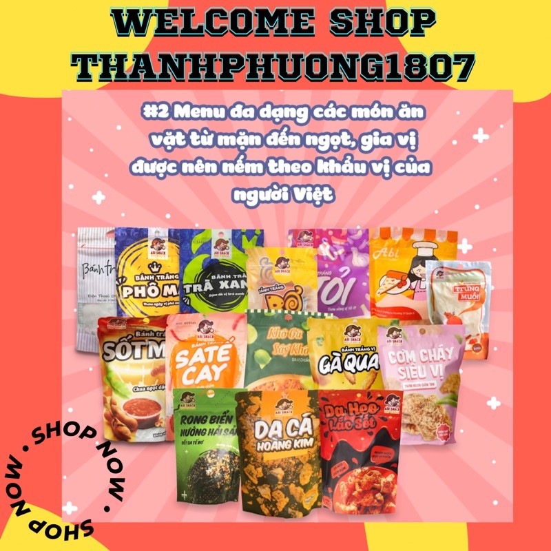 FULL COMBO BÁNH TRÁNG ABI ĐỦ LOẠI VỊ 15 BỊCH TẶNG 7 KHẨU TRANG