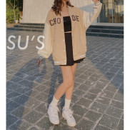 Áo bomber nhung tay pha chữ Choose A1959 SUSTORE