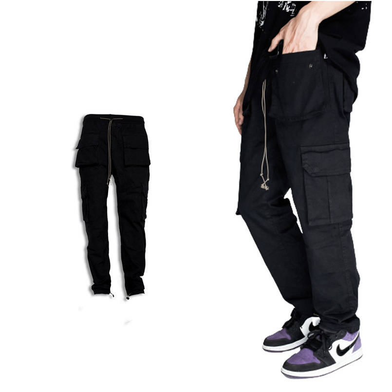 SNAZZY - Quần Kaki nam túi hộp màu đen form rộng