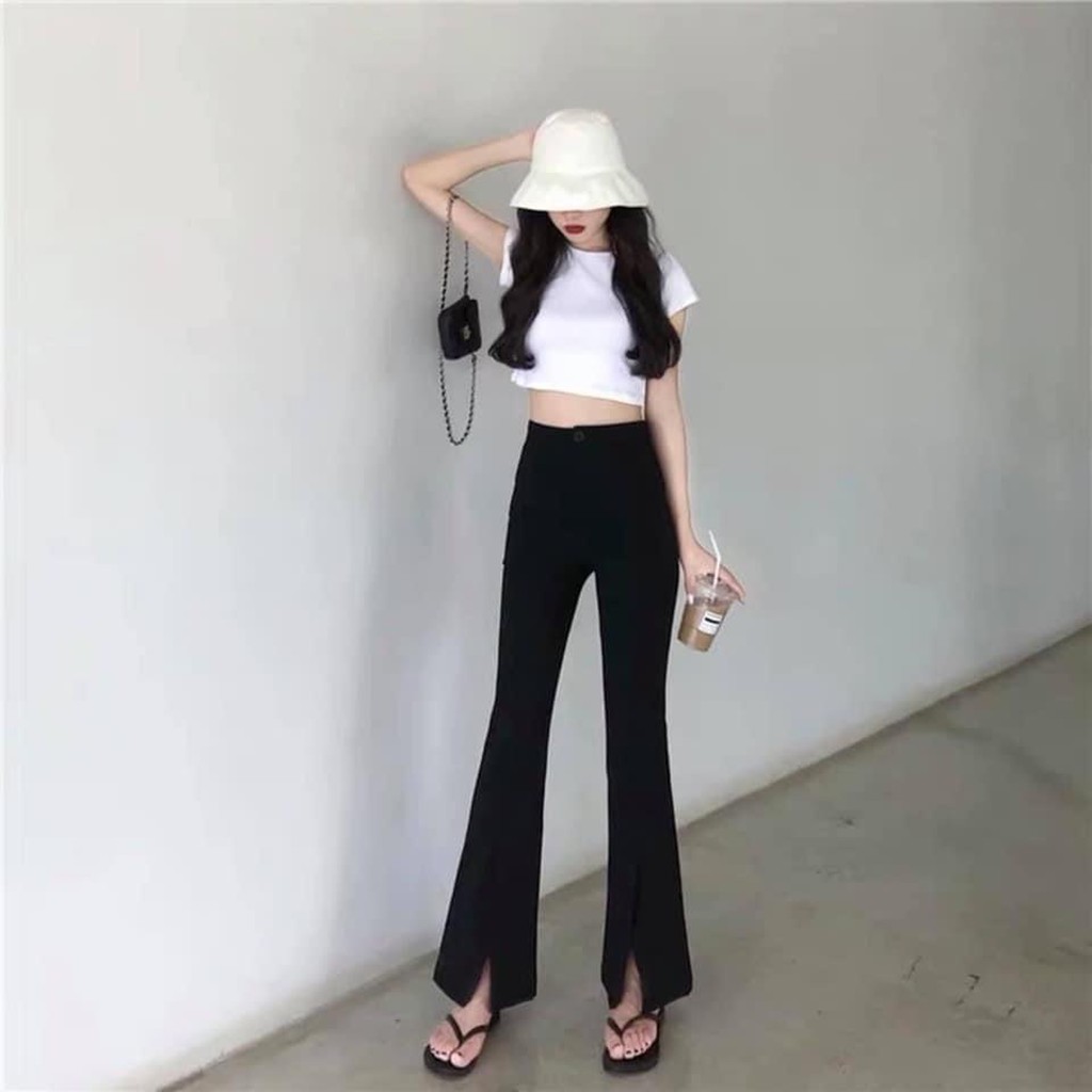 Quần tây ống loe xẻ trước thời thượng
