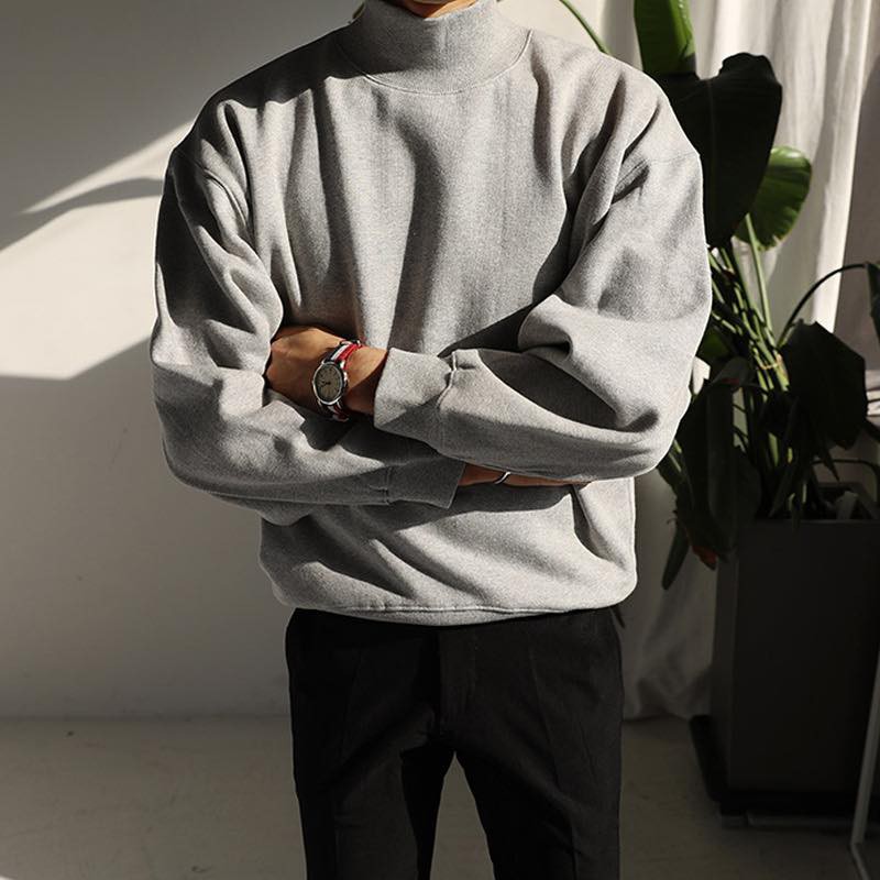 Áo nỉ sweater cao cổ basic, JACKLANE , Áo nam nữ dài tay Unisex Jack Lane màu trơn form rộng Hàn Quốc