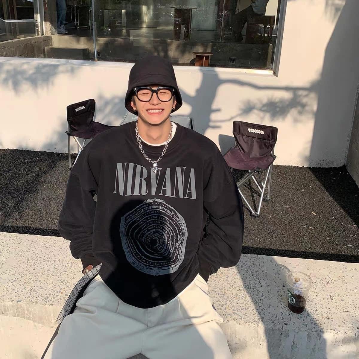 Áo Sweater overisze Nirvana, JACKLANE , Áo dài tay Unisex Jack Lane