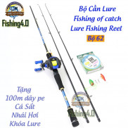 BỘ CẦN CÂU LURE MÁY NGANG GIÁ RẺ - CẦN FISHING OF CATCH + MÁY NGANG LURE FISHING REEL + TẶNG KÈM PHỤ KIỆN ( BỘ 62 )
