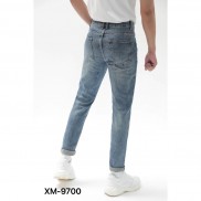 Quần jean nam xanh trơn chất bò co dãn cao cấp