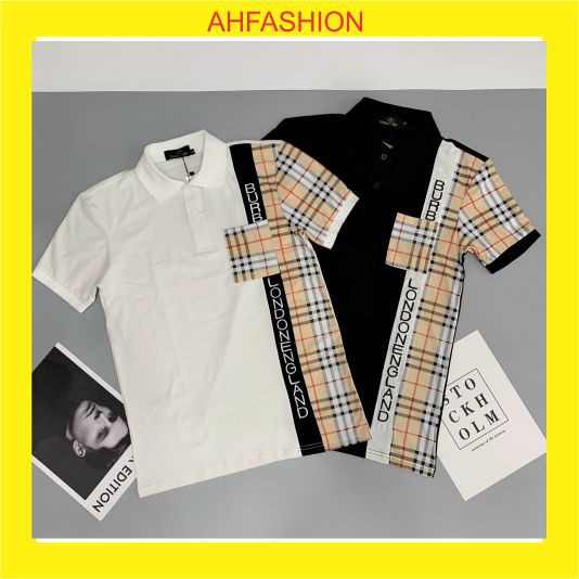 Áo thun nam giá rẻ có cổ tay ngắn kiểu BBR vải đẹp co dãn 2 màu cao cấp AHFASHION