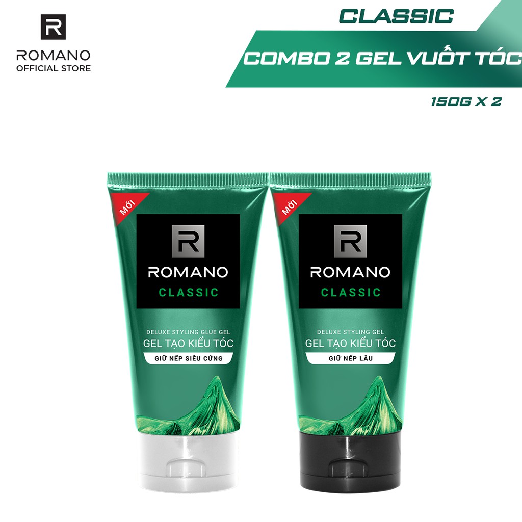 Combo 2 Gel vuốt tóc Romano Classic giữ nếp lâu và giữ nếp siêu cứng 150g/chai