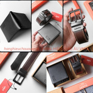 Set Thắt Lưng (dây nịt) + Ví Levis 2 mặt dây đen nâu - Cam Kết Chuẩn Auth FullBox - Không bong tróc