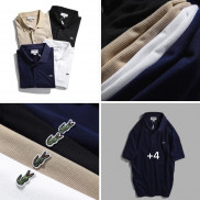 Áo Thun Nam Polo LACOSTE BASIC TRƠN Made in France Logo cá sấu thêu xanh vải da cá sấu mịn mát cực xịn 4 Màu