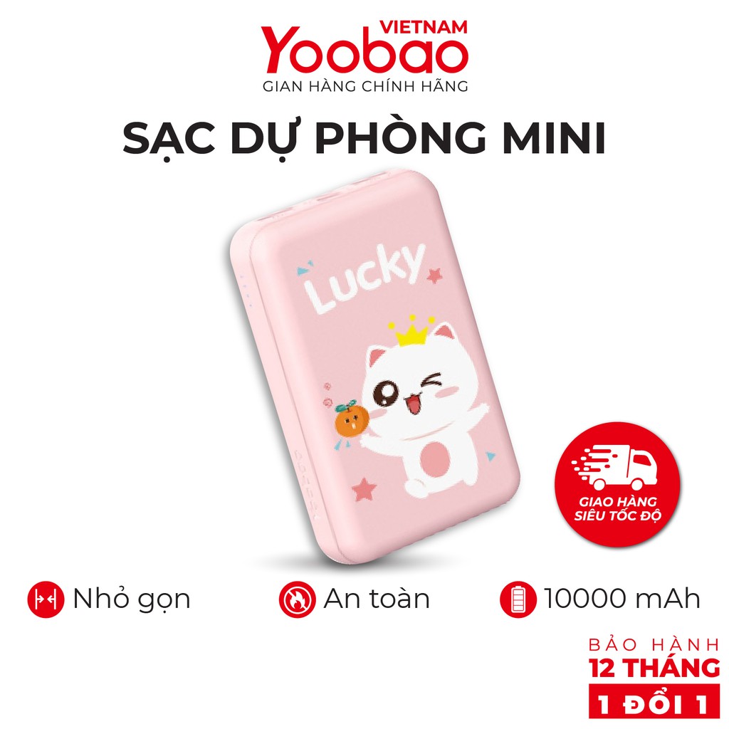 Sạc dự phòng mini 10000mAh Yoobao P10W - Kèm đèn LED - Hàng chính hãng - Bảo hành 12 tháng 1 đổi 1