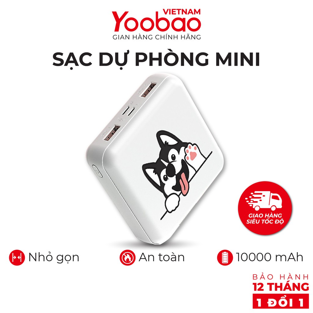 Sạc dự phòng mini dễ thương 10000mAh Yoobao M4 mini - Sạc đồng thời 2 cổng - Bảo hành 12 tháng