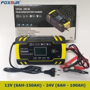 Sạc bình ắc quy 12V 24V 6Ah - 150Ah FOXSUR tự ngắt khi đầy chức năng bảo dưỡng phục hồi ắc quy bằng khử sunfat