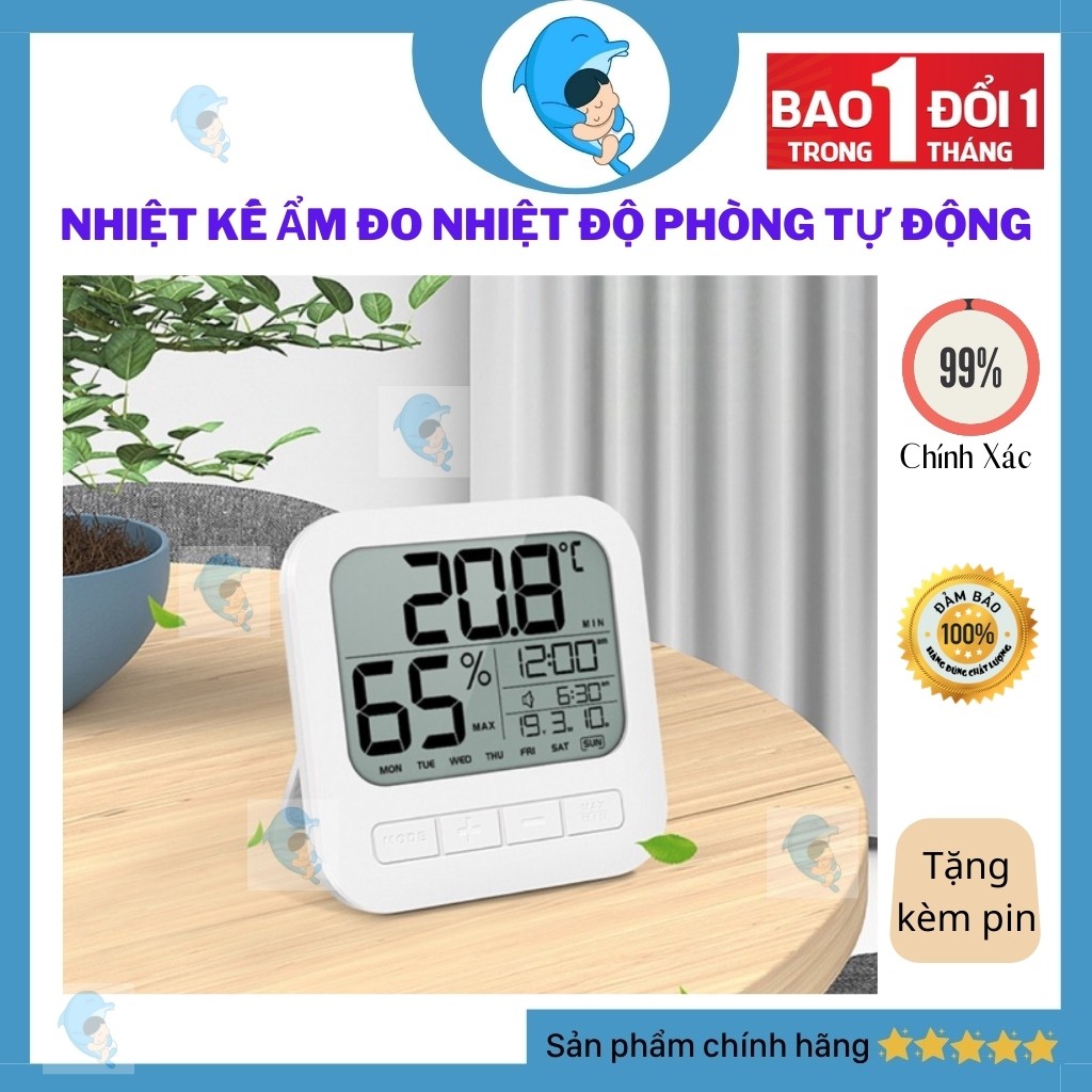Nhiệt Ẩm Kế Phòng Ngủ Cho Bé Đo Nhiệt Độ Và Áp Suất Phòng Tự Động Và Chính Xác 1 Đổi 1