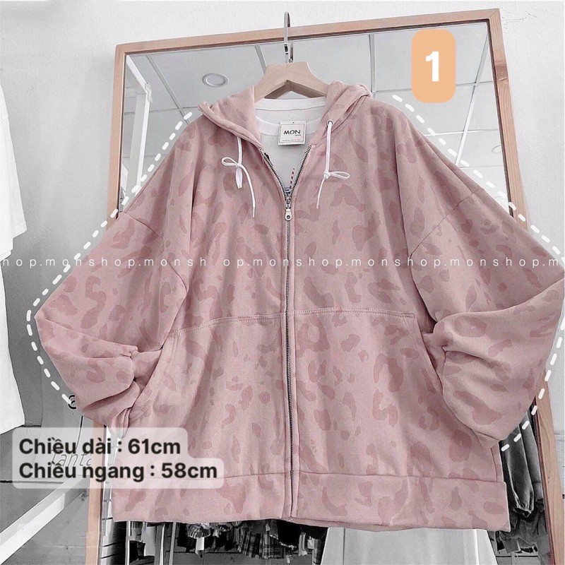 Áo khoác Hoodie Zip  hoạ tiết nhà Mon