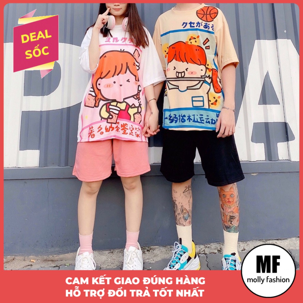 Đồ bộ hoạt hình form rộng Unisex GIRL & BOY Freesize dành cho nam nữ Molly Fashion