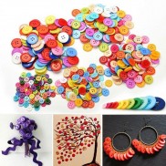Set 100 cúc áo nhựa tròn nhiều màu sắc trang trí thủ công