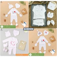 SET Bộ Sơ sinh Moon cài chéo Full đồ vải petit mềm mịn 0-3M