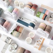 Washi tape set 10 cuộn trang trí sổ còng, sổ Bullet Journal, sổ Planner