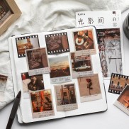 Set 40 sticker retro phong cách vintage trang trí decor sổ kế hoạch dán điện thoại nhiều chủ đề