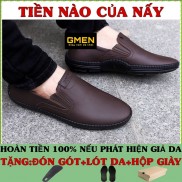 Giày da đế cao su khâu chỉ - giày lười nam da bò mềm mại bảo hành 12 tháng GM09