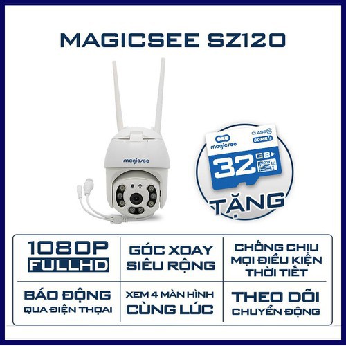 Camera IP Wifi Giám Sát Ngoài Trời Magicsee ZS120 Xoay 360 độ - Độ Phân Giải Full HD1080 - Chống nước IP68