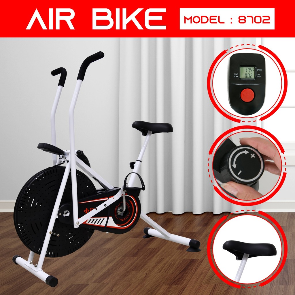 CHAIR19 - Xe đạp tập thể dục Air bike Mẫu 2019 sọc đen đỏ balck