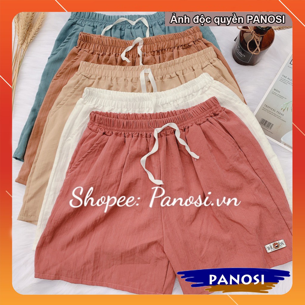 Quần đùi nữ mặc nhà ống rộng chất đũi thấm hút mồ hôi - Q342