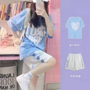 Bộ đồ áo thun nữ JURS HAM dáng unisex kèm quần short đùi sét đồ mặc nhà thể thao năng động form rộng