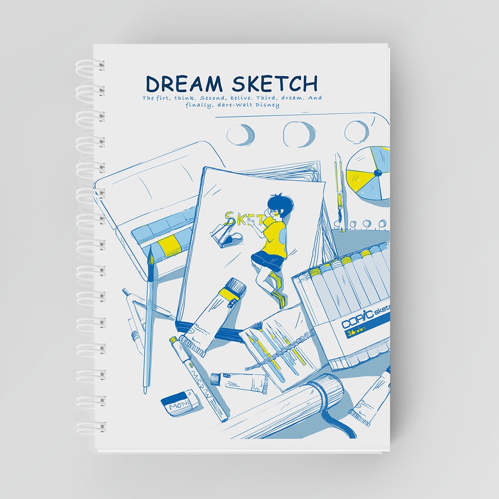 Sổ phác thảo A4 - SketchBook - Có ngăn đựng tranh - 180Gsm- Bìa bồi carton cứng